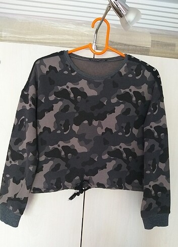 Pink poem gri kamuflaj #sweatshirt  - Görsel 8