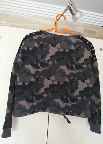 Pink poem gri kamuflaj #sweatshirt  - Görsel 9