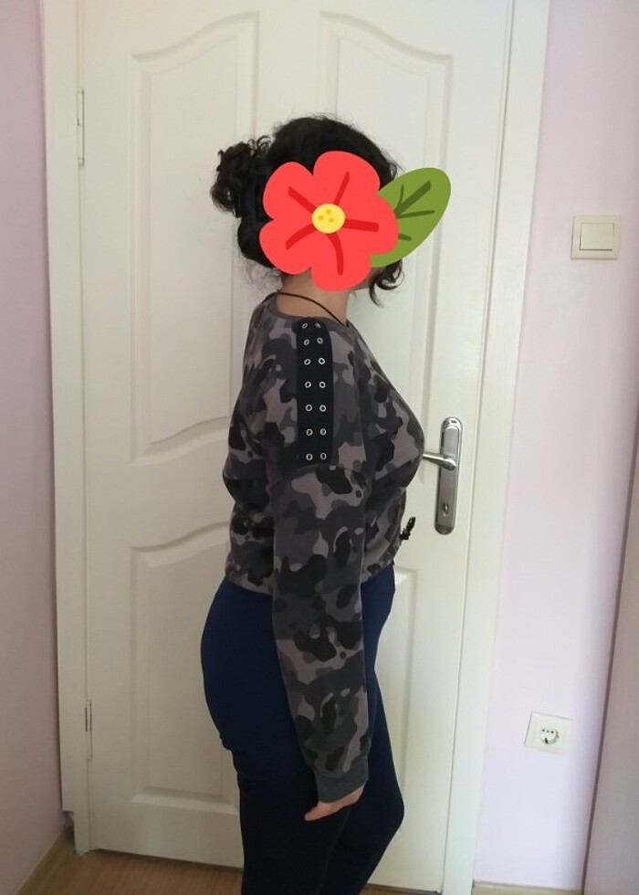 Pink poem gri kamuflaj #sweatshirt  - Görsel 3