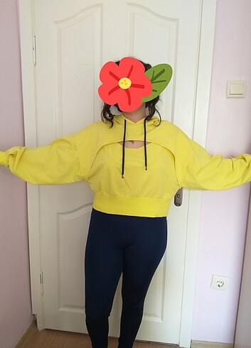 Koton kapüşonlu  sarı sweatshirt  - Görsel 5