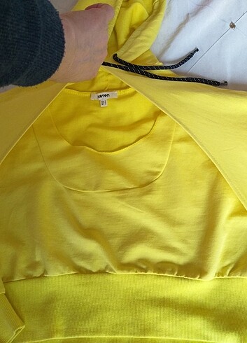 Koton kapüşonlu  sarı sweatshirt  - Görsel 9