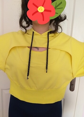Koton kapüşonlu  sarı sweatshirt  - Görsel 14