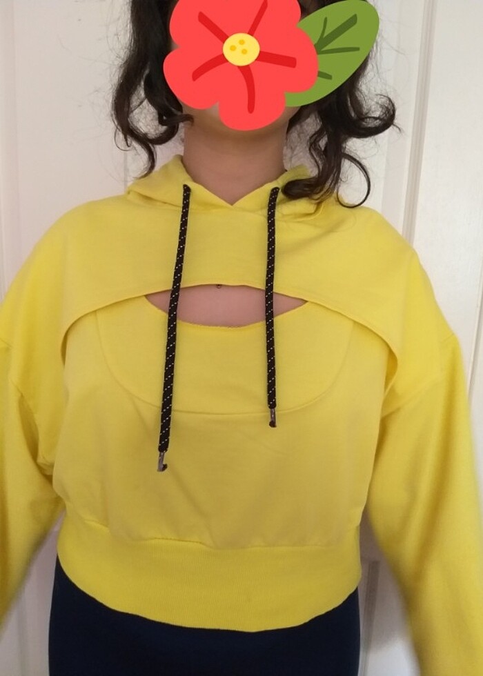 Koton kapüşonlu  sarı sweatshirt  - Görsel 2
