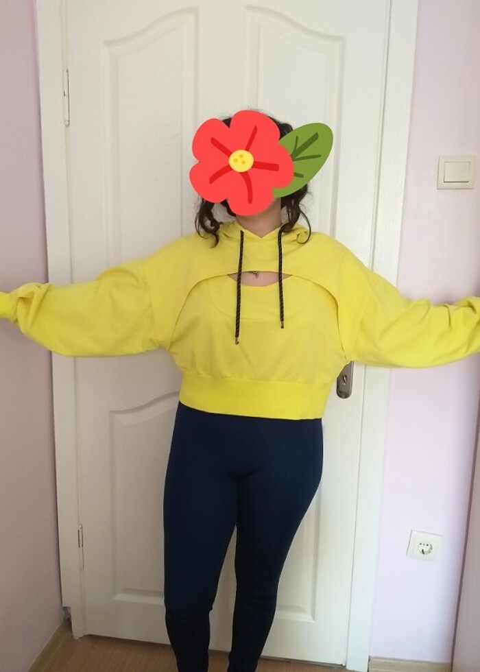 Koton kapüşonlu  sarı sweatshirt  - Görsel 5
