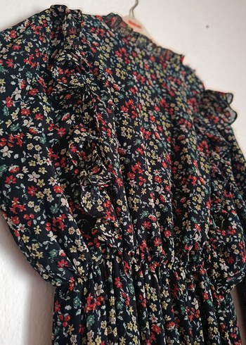 Çiçek Desenli Uzun Kol Robalı Bohem Elbise DeFacto LCWaikiki - Görsel 2