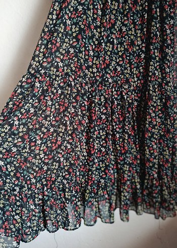 Çiçek Desenli Uzun Kol Robalı Bohem Elbise DeFacto LCWaikiki - Görsel 3