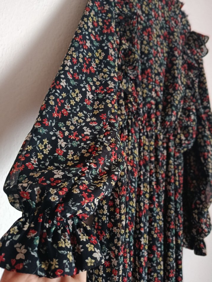 Çiçek Desenli Uzun Kol Robalı Bohem Elbise DeFacto LCWaikiki - Görsel 4