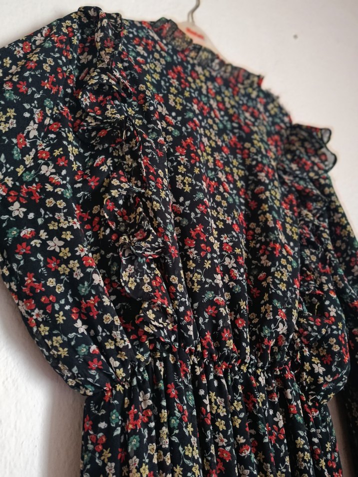 Çiçek Desenli Uzun Kol Robalı Bohem Elbise DeFacto LCWaikiki - Görsel 2