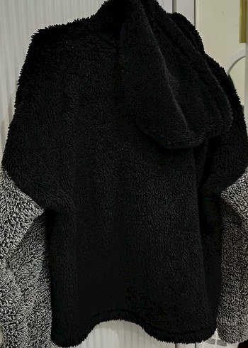 Gri Siyah Uzun Kollu Peluş Sweatshirt - Görsel 2