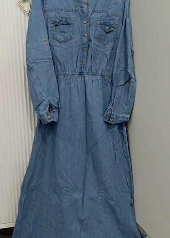 Düğmeli Uzun Kollu Kot Elbise koton elbise LCWaikiki Trendyol - Görsel 2