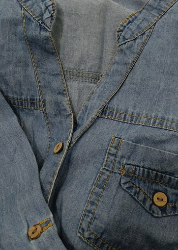 Düğmeli Uzun Kollu Kot Elbise koton elbise LCWaikiki Trendyol - Görsel 3