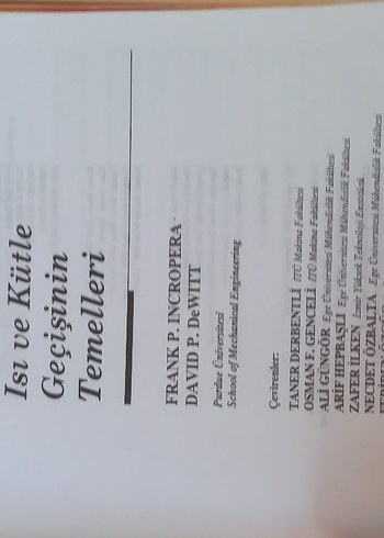  Isı ve Kütle Geçişinin Temelleri Kitabı