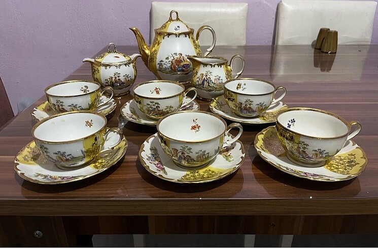 Vintage yaldızlı çay seti