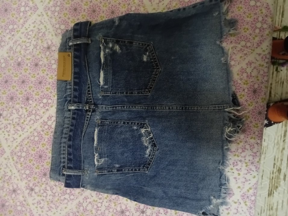 Kadın Koyu Mavi Yırtık Kot etek - Görsel 3