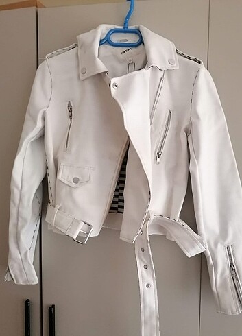 Koton deri beyaz ceket