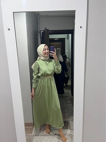 l Beden Trendyol modest yeşil abiye