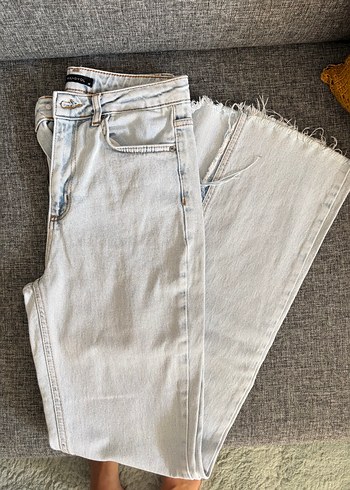 Bej Midi Normal Kesim Kadın Kot Pantolon