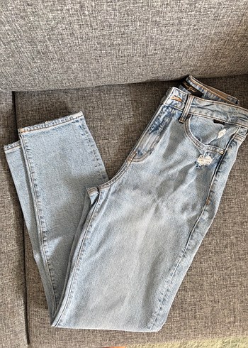 Gri Normal Kesim Midi Denim Kadın Jean