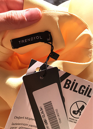 36 Beden sarı Renk Sarı trendyol elbise 