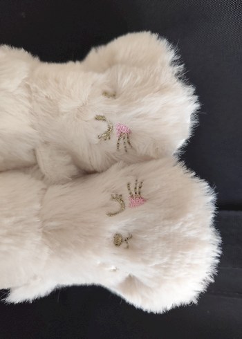 BEBEK PANDUF PATİK Kürklü Beyaz Kız Ev Terliği - Görsel 3