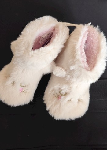 BEBEK PANDUF PATİK Kürklü Beyaz Kız Ev Terliği - Görsel 5