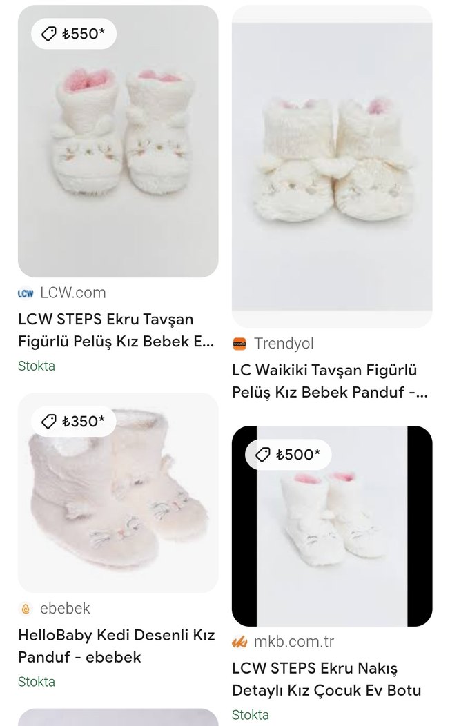 BEBEK PANDUF PATİK Kürklü Beyaz Kız Ev Terliği - Görsel 2