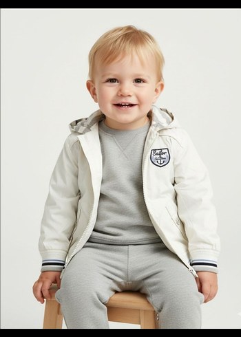 1 yaş BEBEK BEYAZ YAĞMURLUK CEKET - Görsel 3