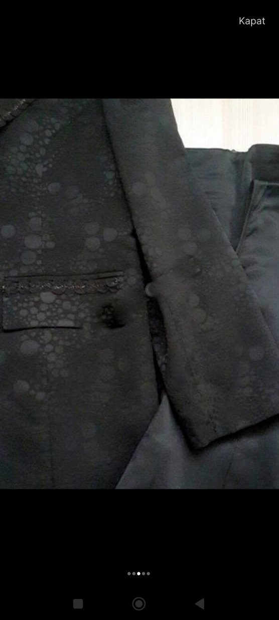 Siyah Kadın JAKAR BROKAR CEKET SATEN ETEK BLUZ 3LÜ TAKIM ELBİSE - Görsel 3