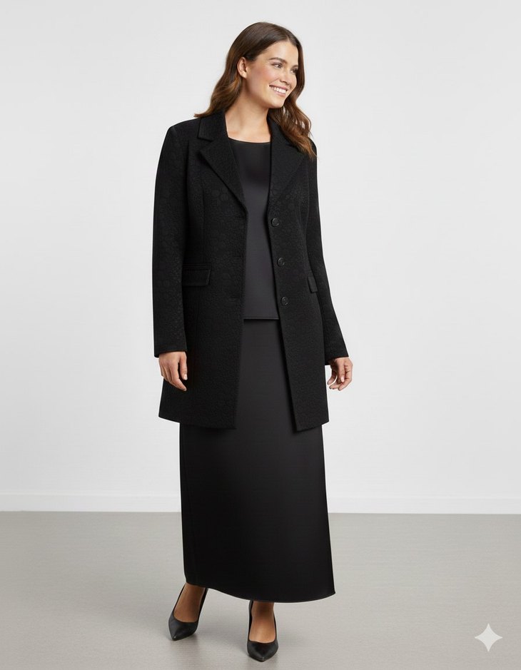 Siyah Kadın JAKAR BROKAR CEKET SATEN ETEK BLUZ 3LÜ TAKIM ELBİSE - Görsel 2