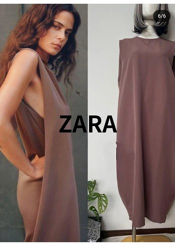 Zara Kahverengi Uzun Elbise SALAŞ KAHVERENGİ M Twist Mudo