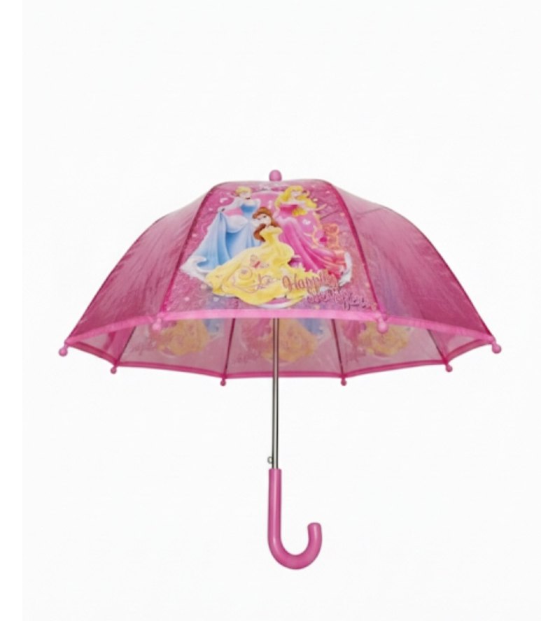 PRENSES ŞEFFAF DİSNEY PVC ÇOCUK ŞEMSİYE 3 6 YAŞ pembe kız çocuk - Görsel 2