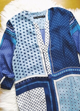 Zara Zara patchwork desenli elbise tunik s