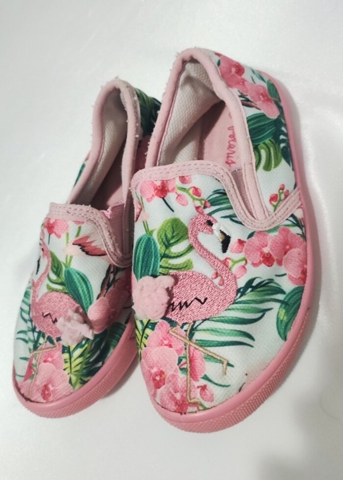 FLO POLARİS PEMBE SNEAKERS BEZ AYAKKABI 27 flamingo kız çiçekli - Görsel 4