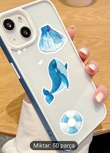 DENİZ HAYVANLAR TEMA 50 PRÇ sticker etiket doğum günü parti kons - Görsel 3