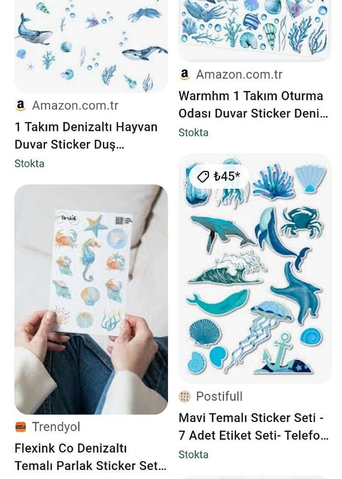 DENİZ HAYVANLAR TEMA 50 PRÇ sticker etiket doğum günü parti kons - Görsel 5