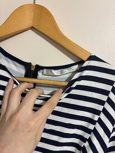 Zara Çizgili midi boy elbise