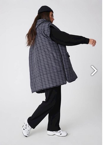 Gri Ekose Desenli Kadın şişme yelek - Görsel 6