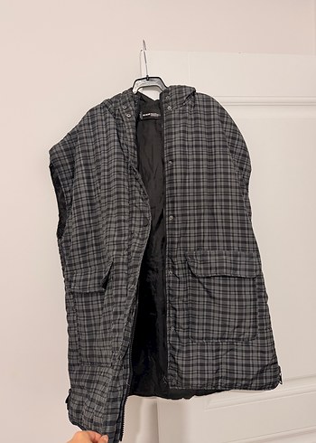 Gri Ekose Desenli Kadın şişme yelek - Görsel 3