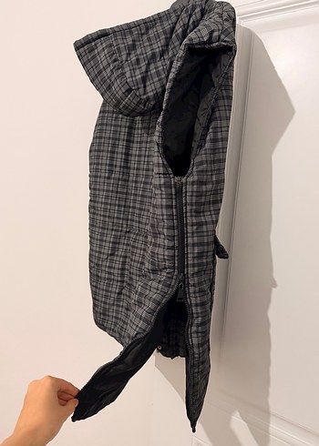 Gri Ekose Desenli Kadın şişme yelek - Görsel 5