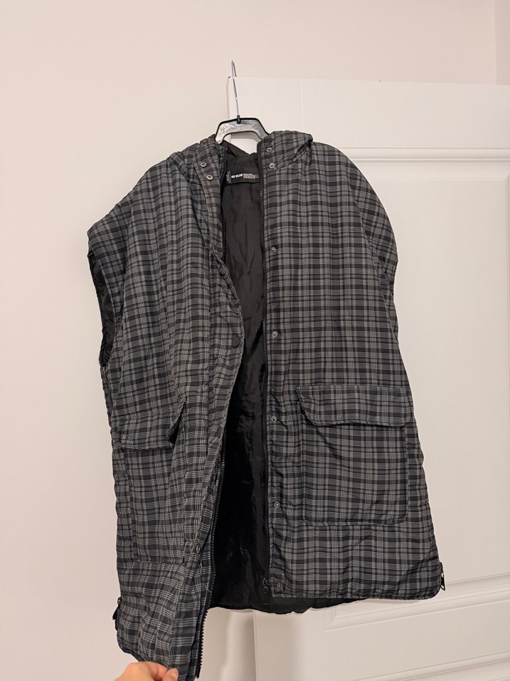 Gri Ekose Desenli Kadın şişme yelek - Görsel 3