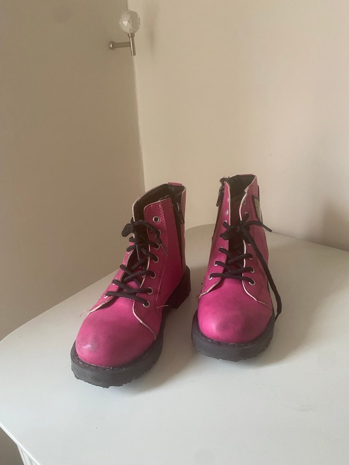 Pembe Renkli Rock Punk çocuk Botları - Görsel 2