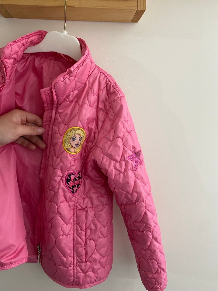 Kızlar için Renkli Nakışlı Pembe Fermuarlı Mont - Görsel 4