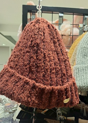 Pembe Örgü Yün Kadın Bere - Görsel 3