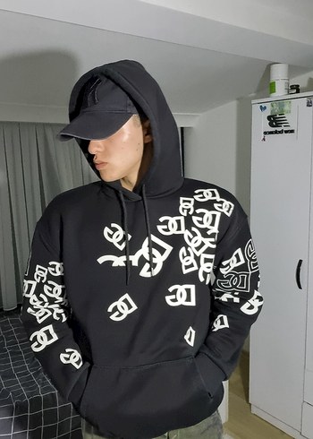 Dolce & Gabbana Siyah Kapüşonlu Baskılı Oversize Sweatshirt