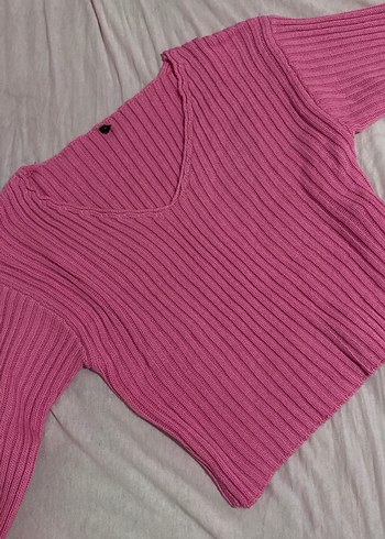 Trendyol & Milla Pembe Oversize V Yaka Kadın Triko Kazak