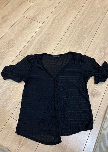 Topshop Siyah Transparan Bluz
