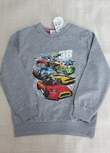 Defacto Hot Wheels lisanslı gri sweatshirt, 7y, 122cm, yeni etik