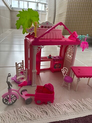 Barbie chelsea ev seti ve bisikleti