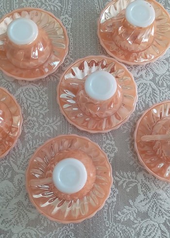 Bej Renkli Anchor Hooking Fincan ve Tabak Seti - Görsel 2