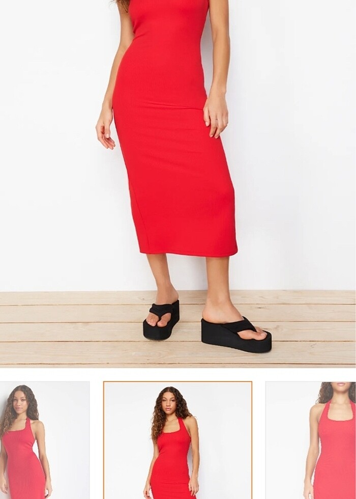 Zara kırmızı elbise - Görsel 2